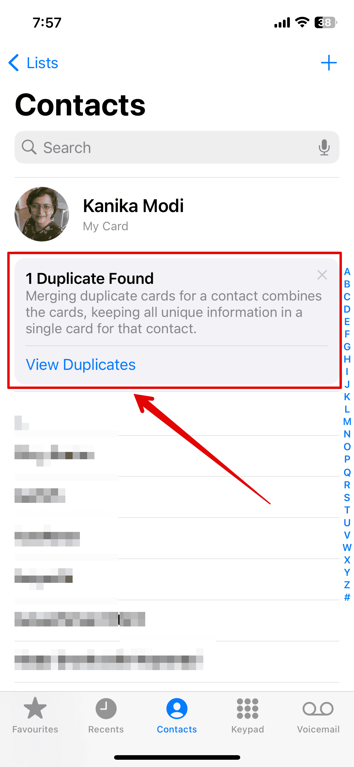 Clicking Duplicate-Contacts