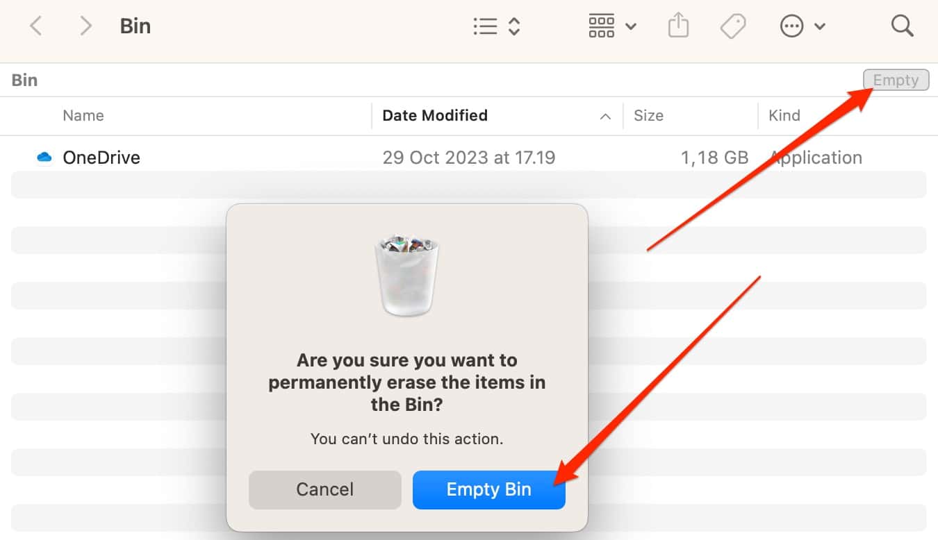 Empty the Trash folder on your Mac