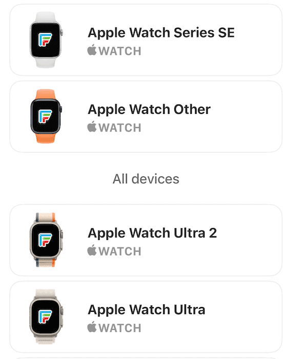 Choose Apple Watch Model in the Facer iOS app
