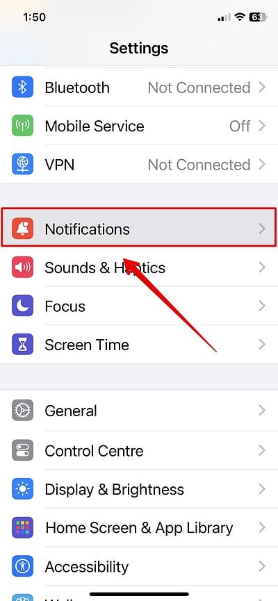 Go to settings and open Notifications