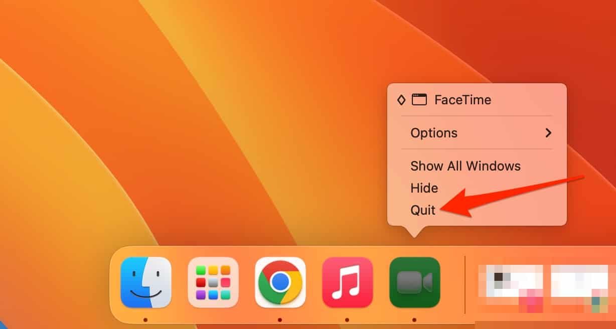 Quit an app on your Mac by pressing command + trackpad on its icon, before then selecting Quit