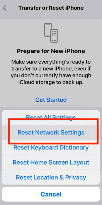 Resetting Network Settings iPhone