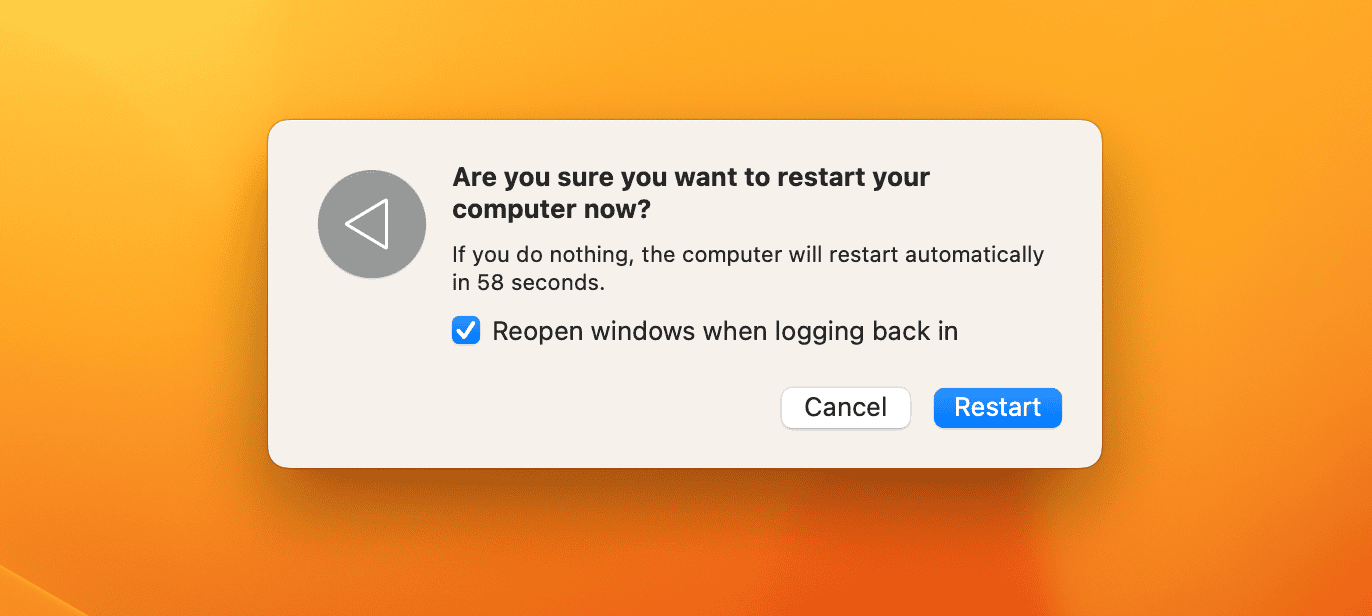 Tap Restart in the Pop-Up Window on Your Mac