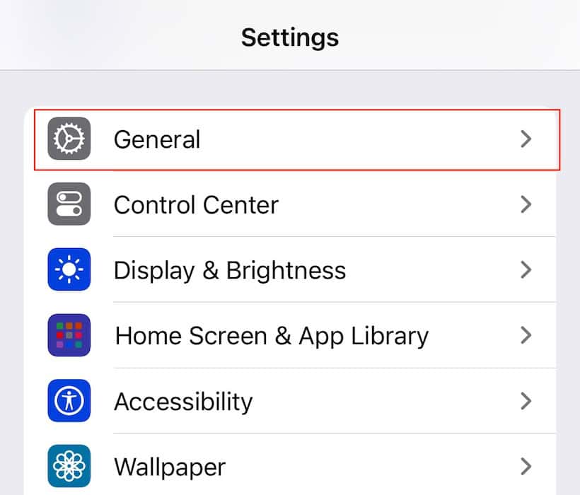 Open the iPhone Settings app and select General