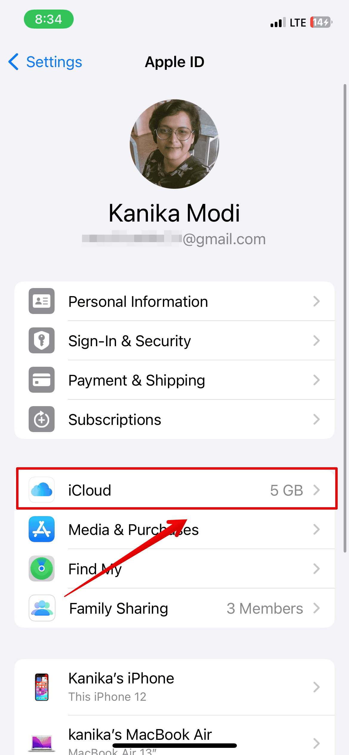 Select iCloud and open it
