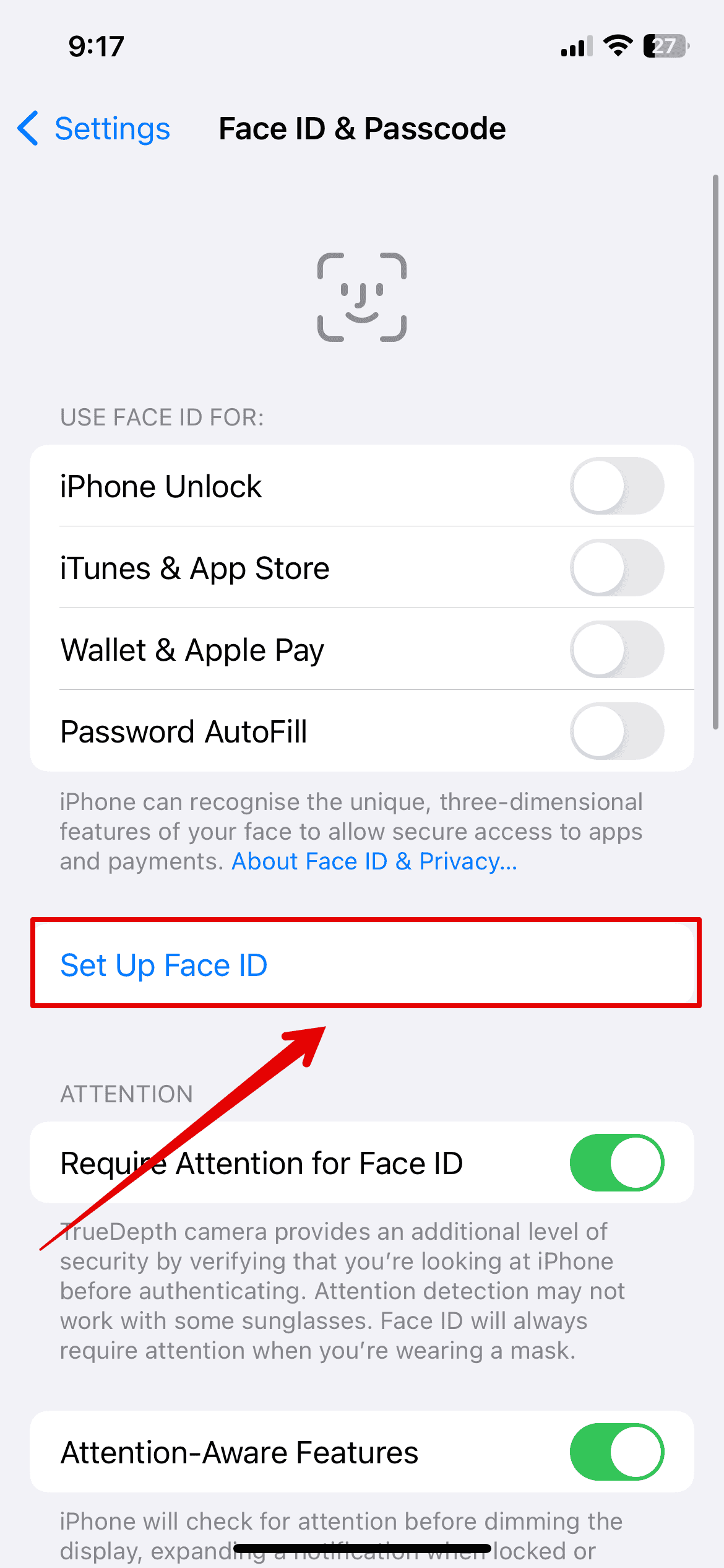 Set up Face ID