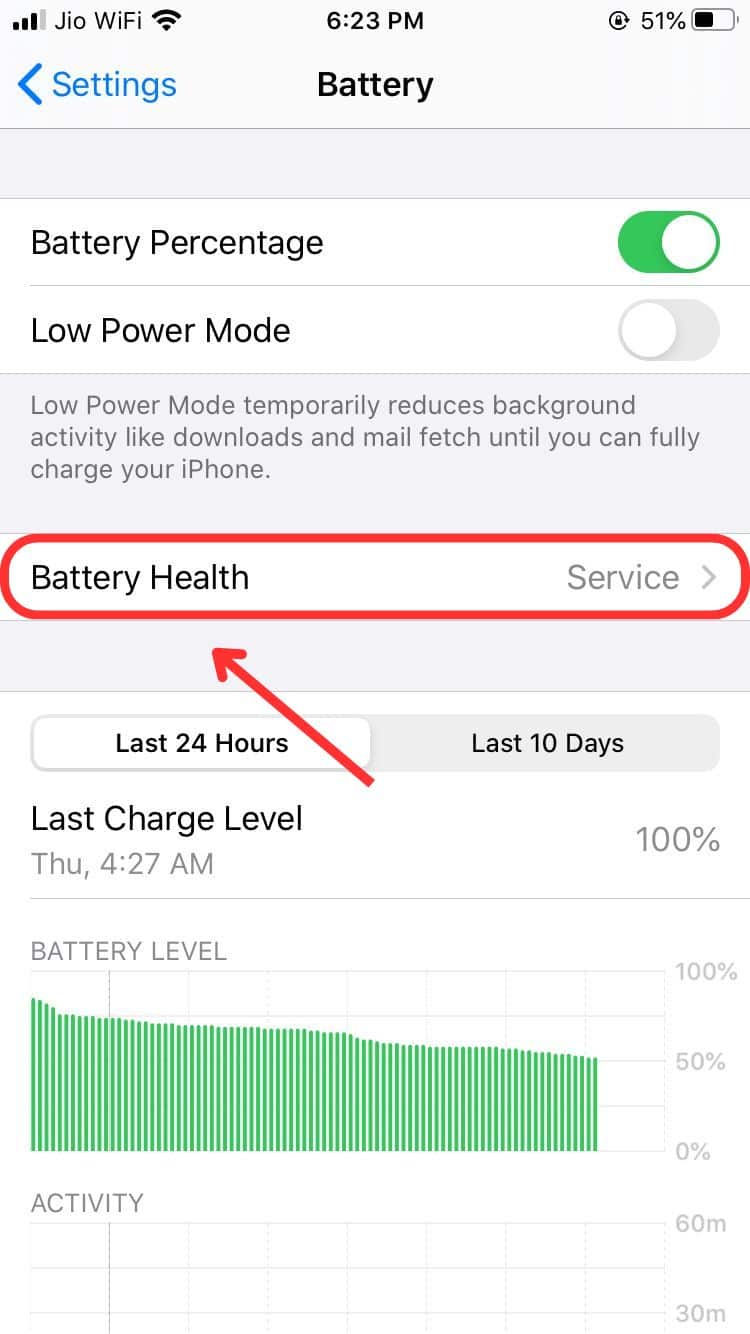 Tap on Battery Health