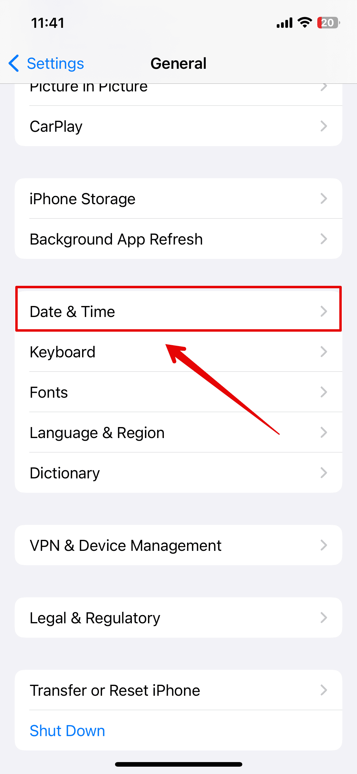 Tap on Date & Time settings