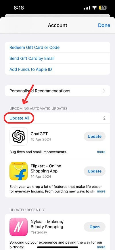 Tap on Update All