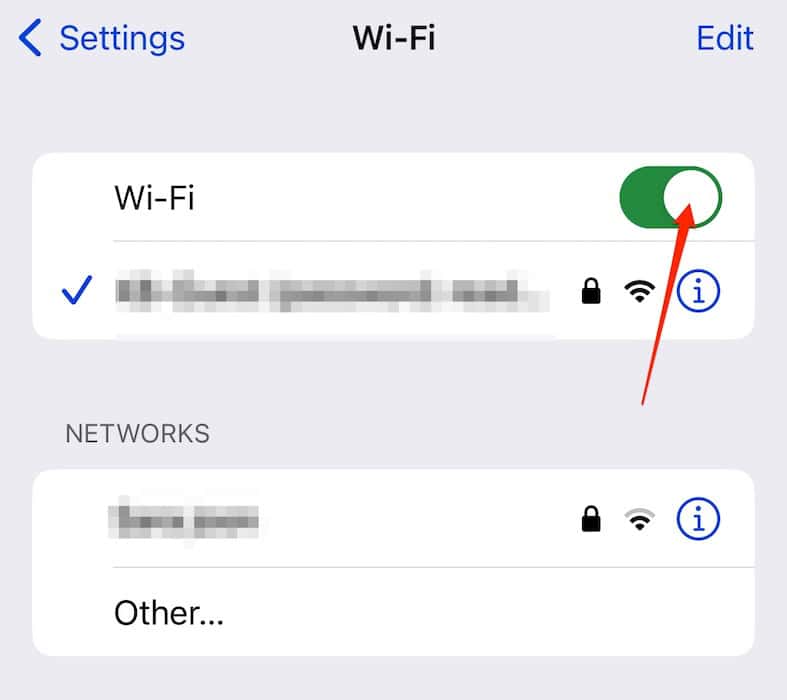 Toggle off your iPhone's Wi-Fi settings