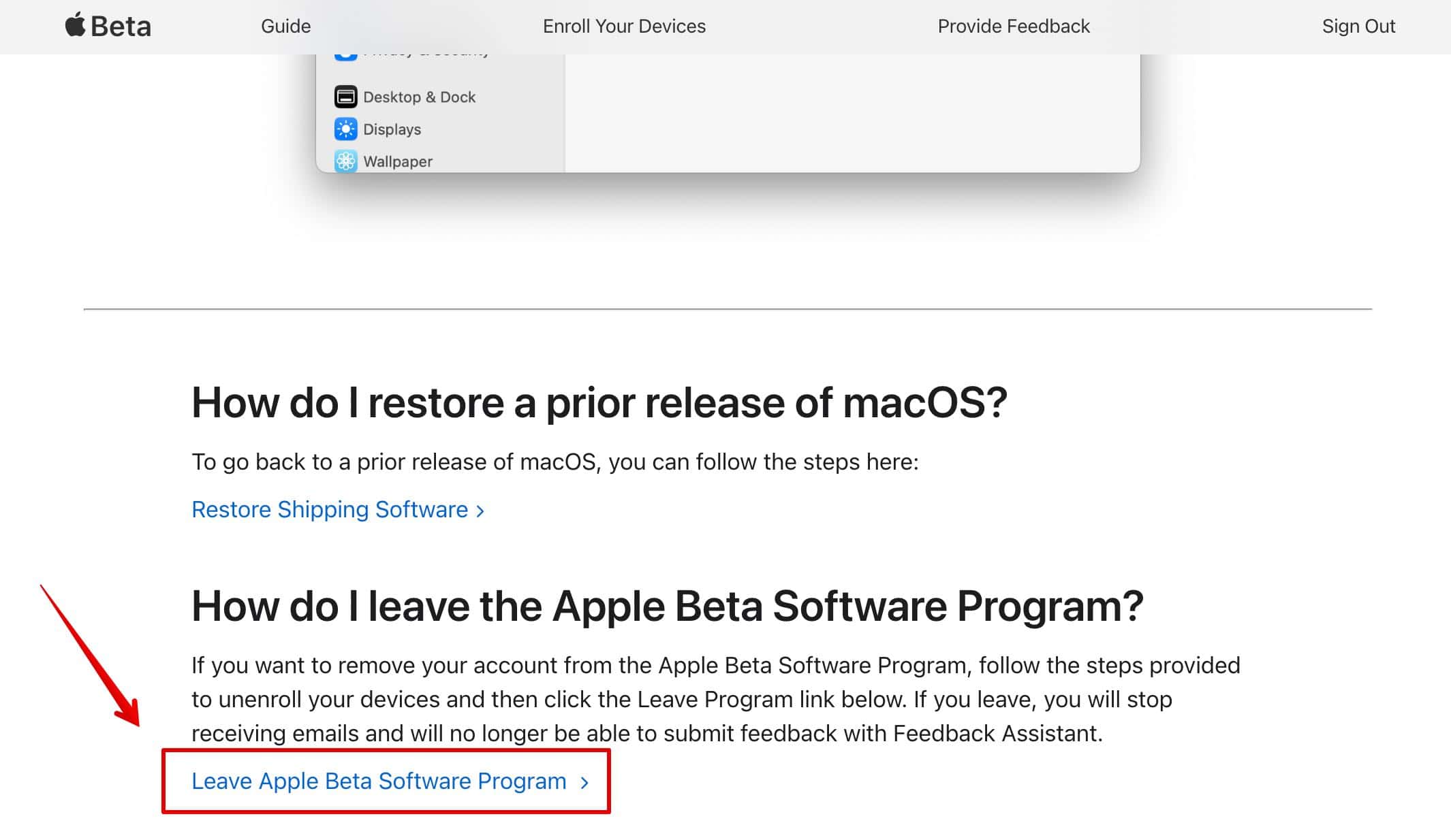 Unregister the Apple Beta Software program