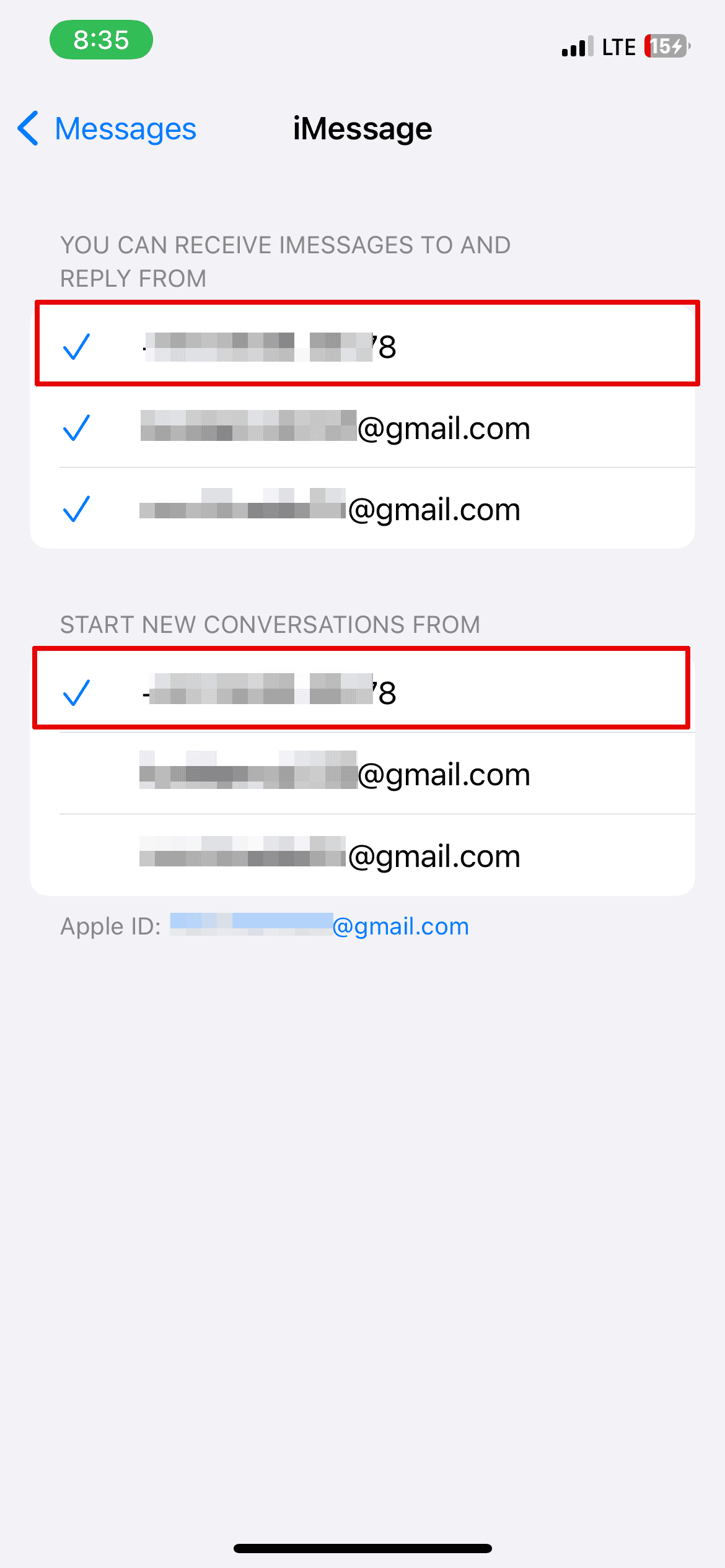 iMessage sycning error add phone number