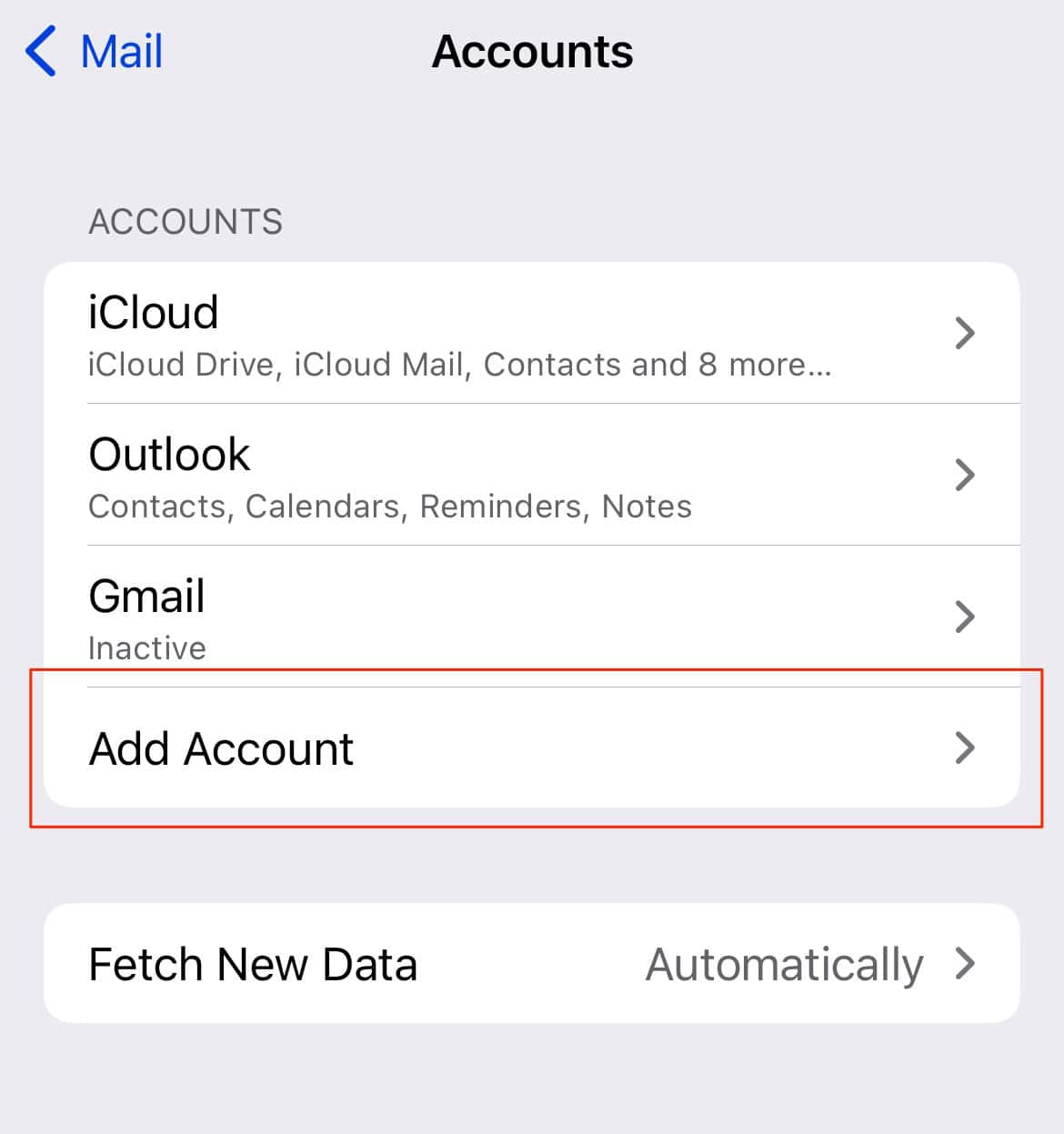 Add an Account in the Mail App for iPhone