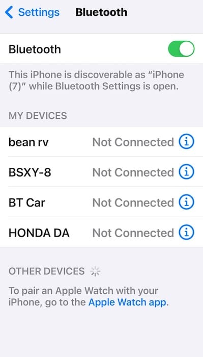 Checking iOS Bluetooth Settings