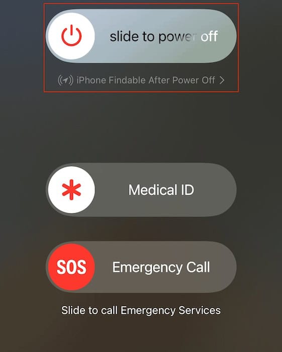 The Slide to Power Off button on an iPhone