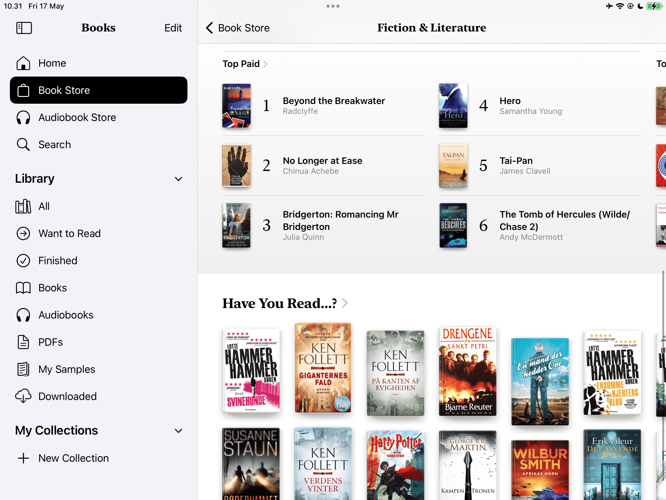 A list of books in the Apple Books store
