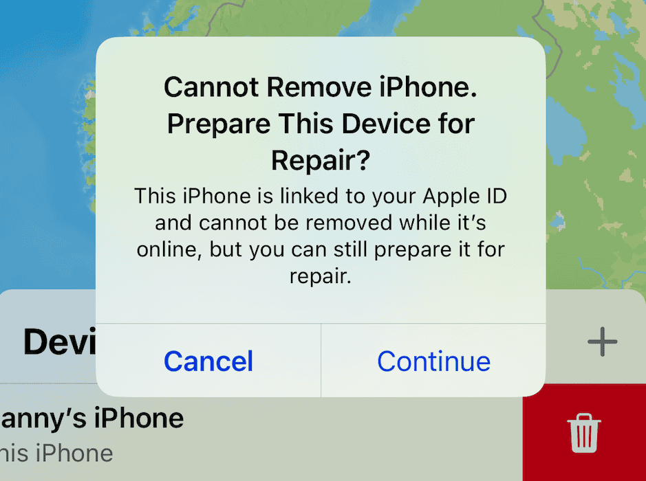 Prepare iPhone for Repair Message