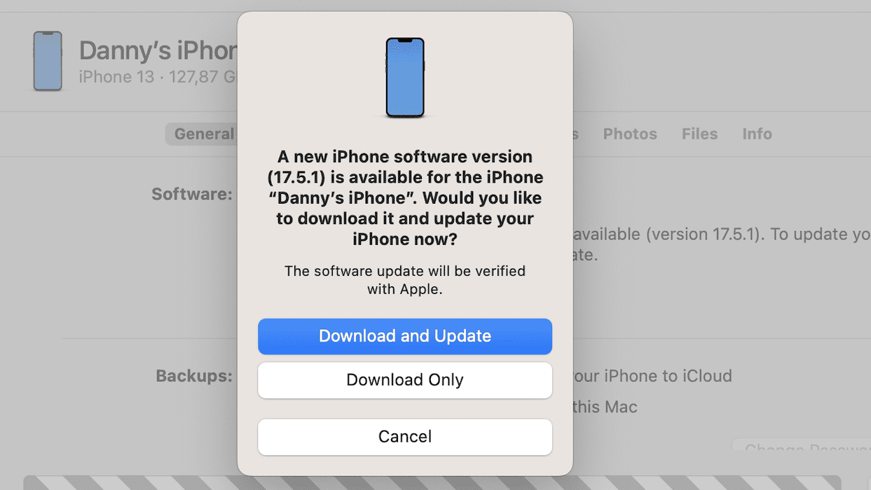 Download iOS software in Finder