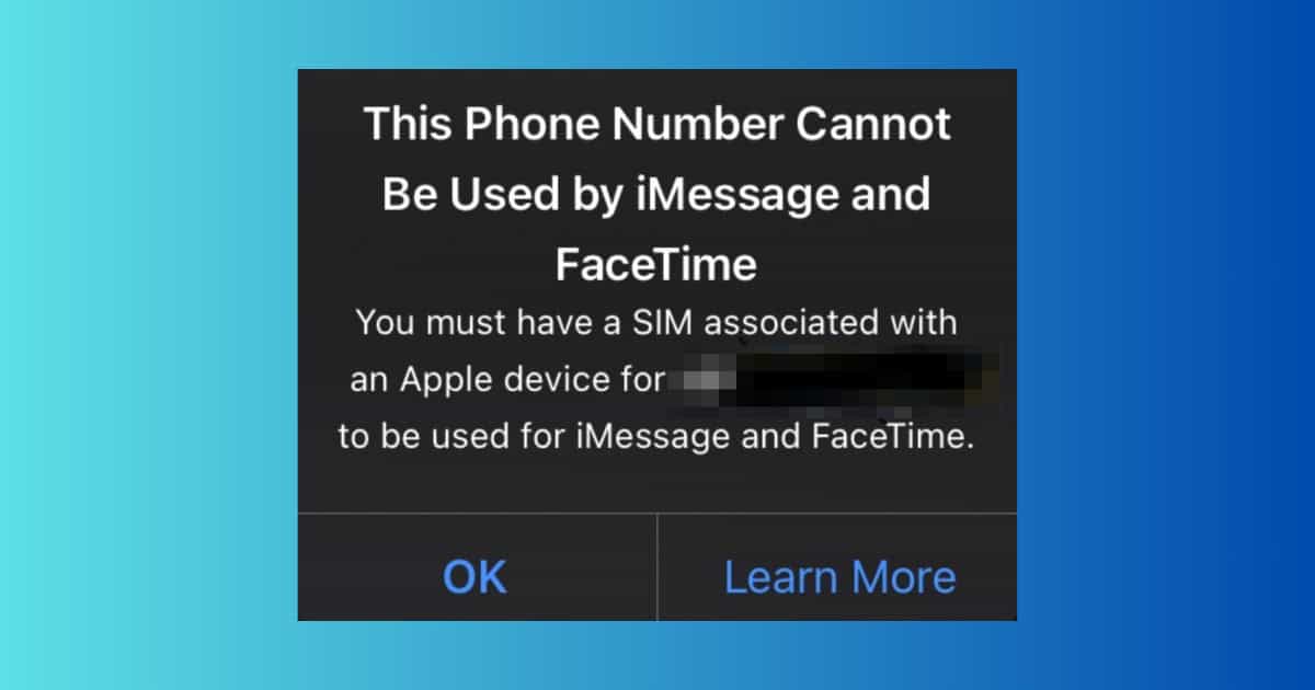 Fix ‘Phone Number Cannot Be Used by iMessage and Facetime’