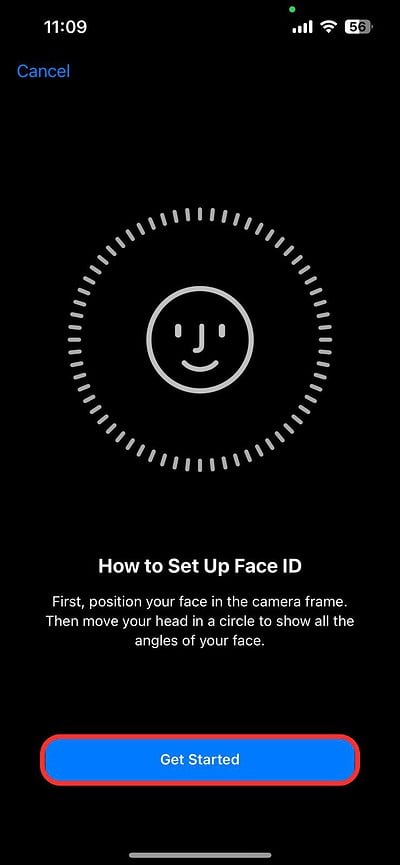 Set up Face ID Again