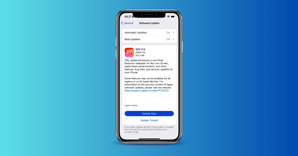 mockup of an iphone with iOS 17.5 on it