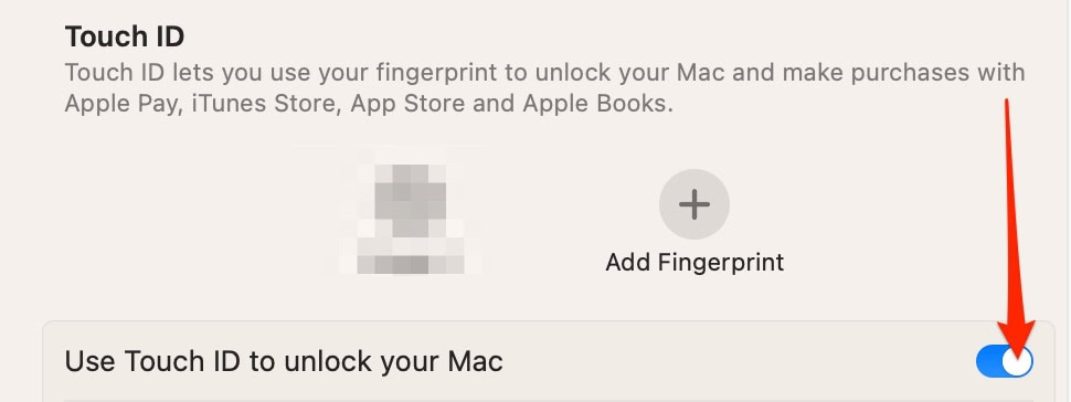 Turn off the toggle titled Use Touch ID to unlock your Mac