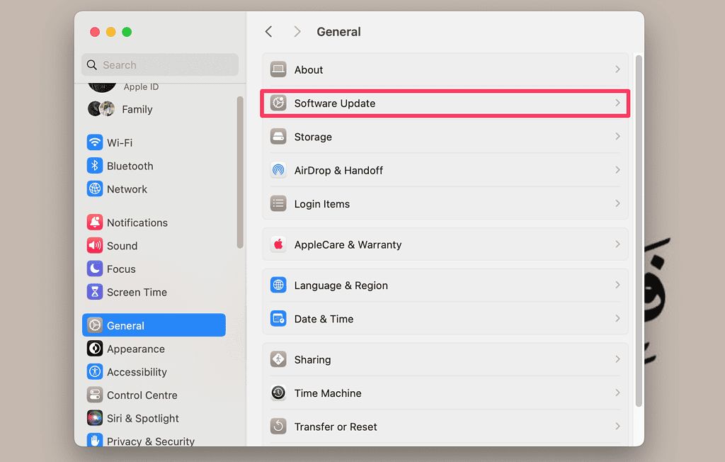 software update settings in mac