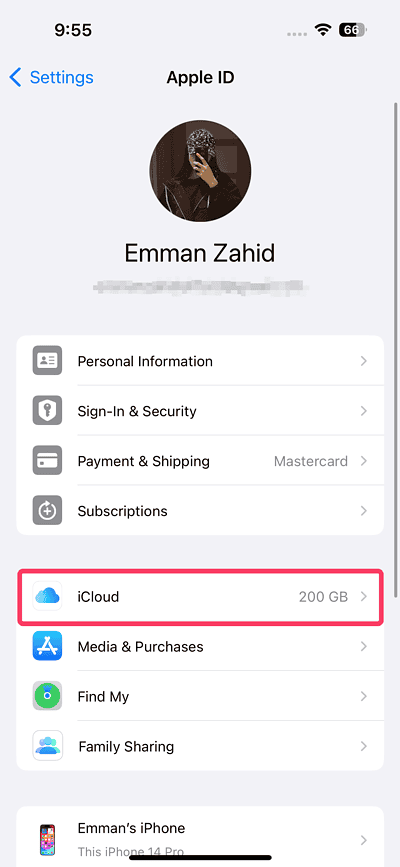icloud settings iphone