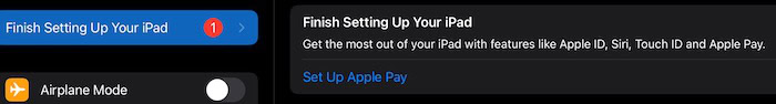 finish setting up your ipad