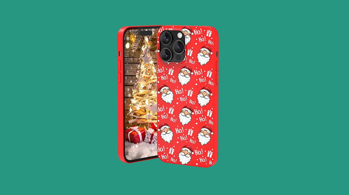 CaseLover Cover Natalizia Per IPhone 15 Pro Max Con Cordino: Custodia Morbida Con Laccio A Collana, Motivo Babbo Natale, Antiurto E Pratica (Nero)