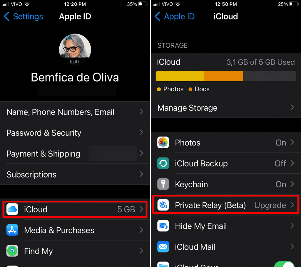 Apple iOS 15 ID Account settings iCloud Private Relay