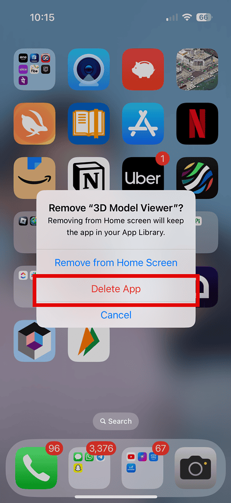 2. tap delete app