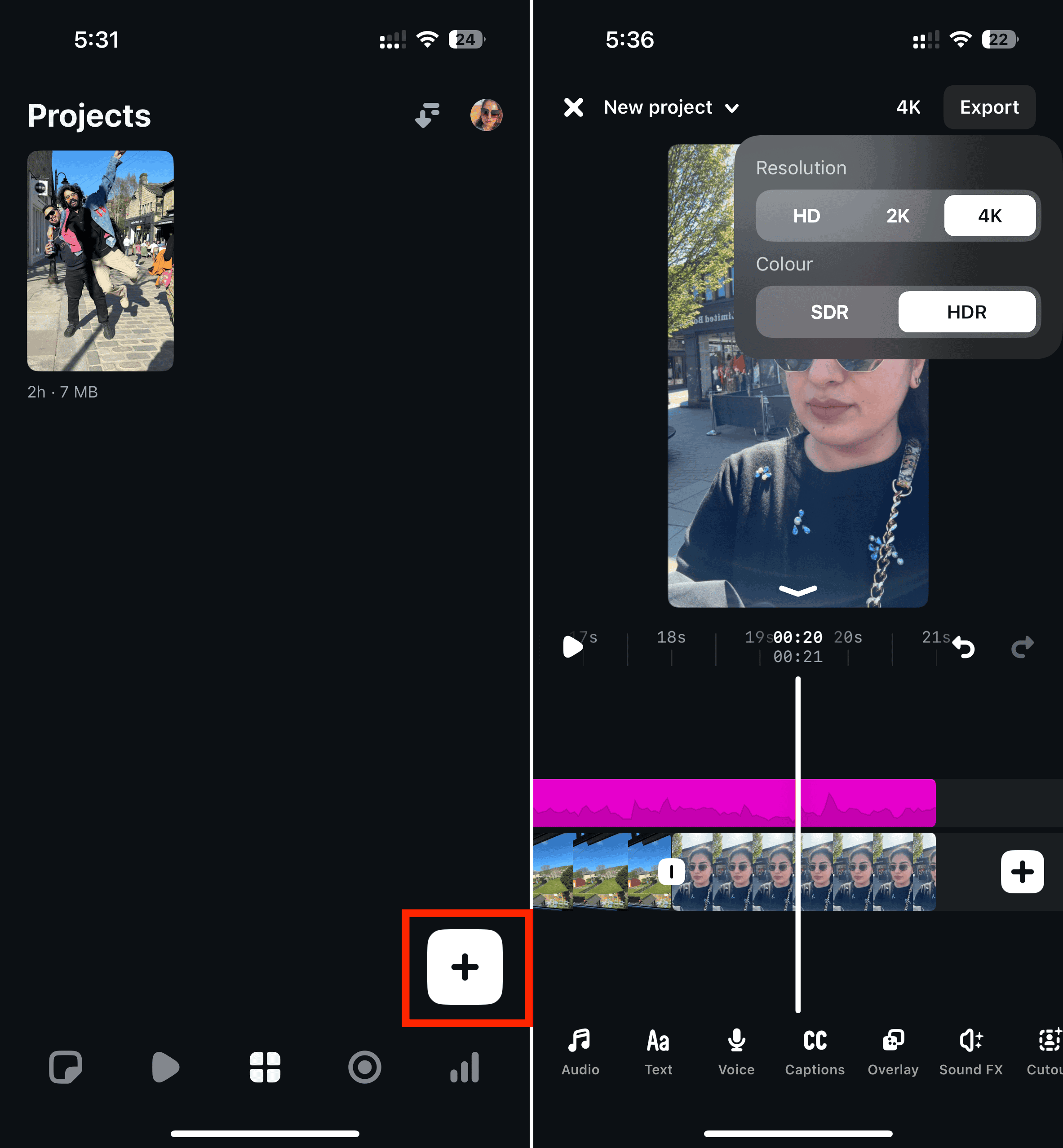 create a new project in edits app