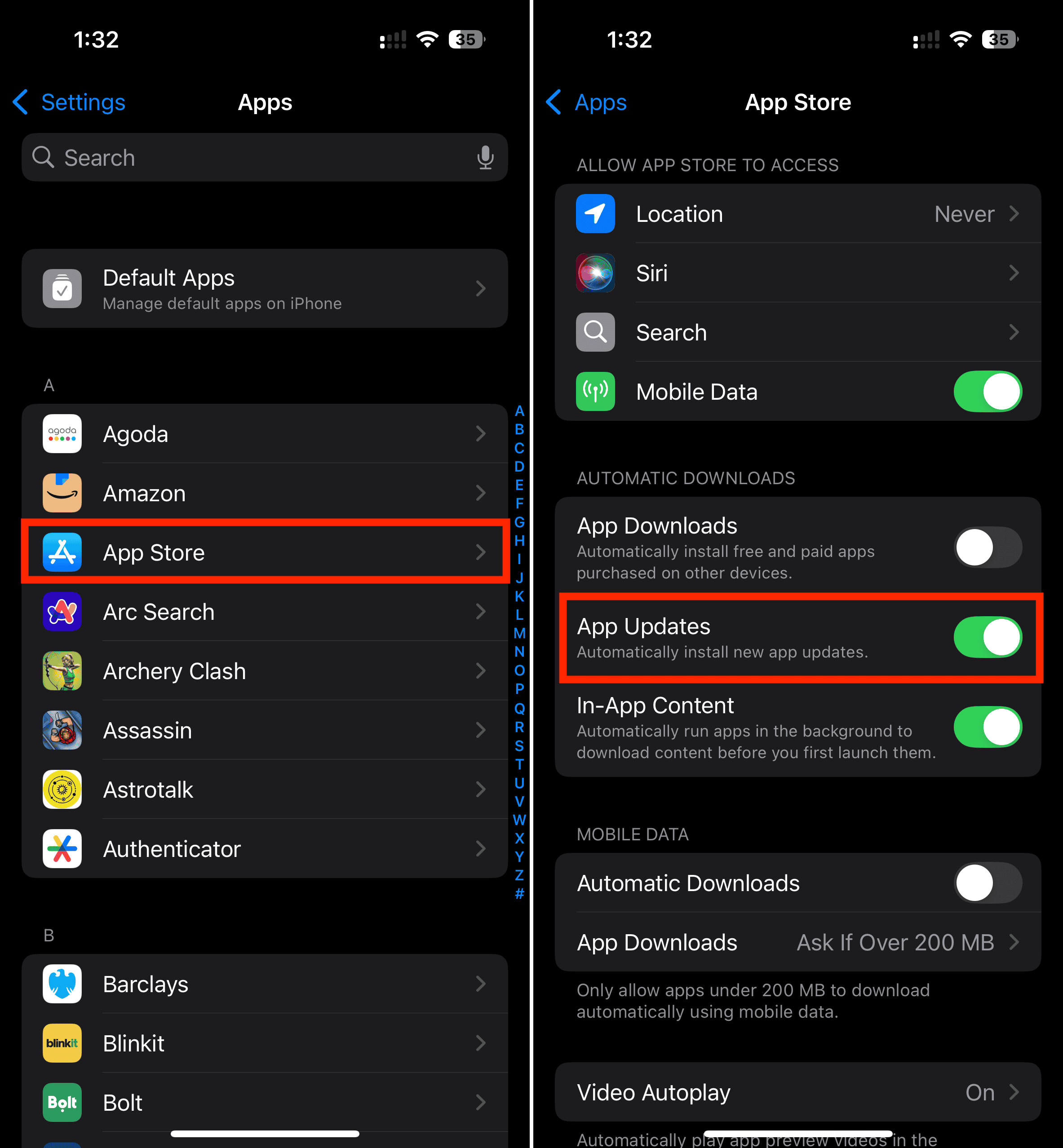 Automatic App Updates on iPhone