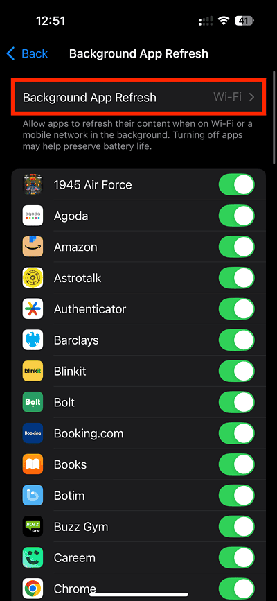 Background App Refresh