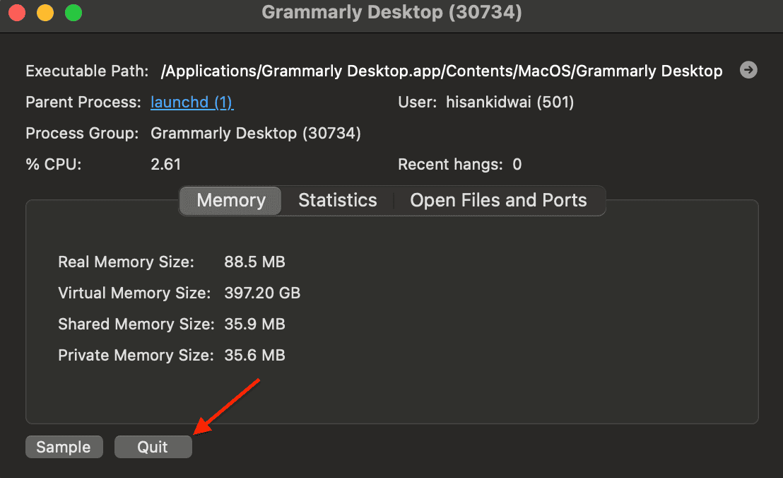 Image to quit a program in acitivity monitor