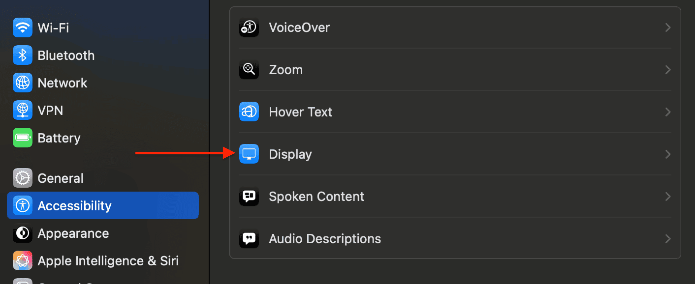 Image to open the display settings 