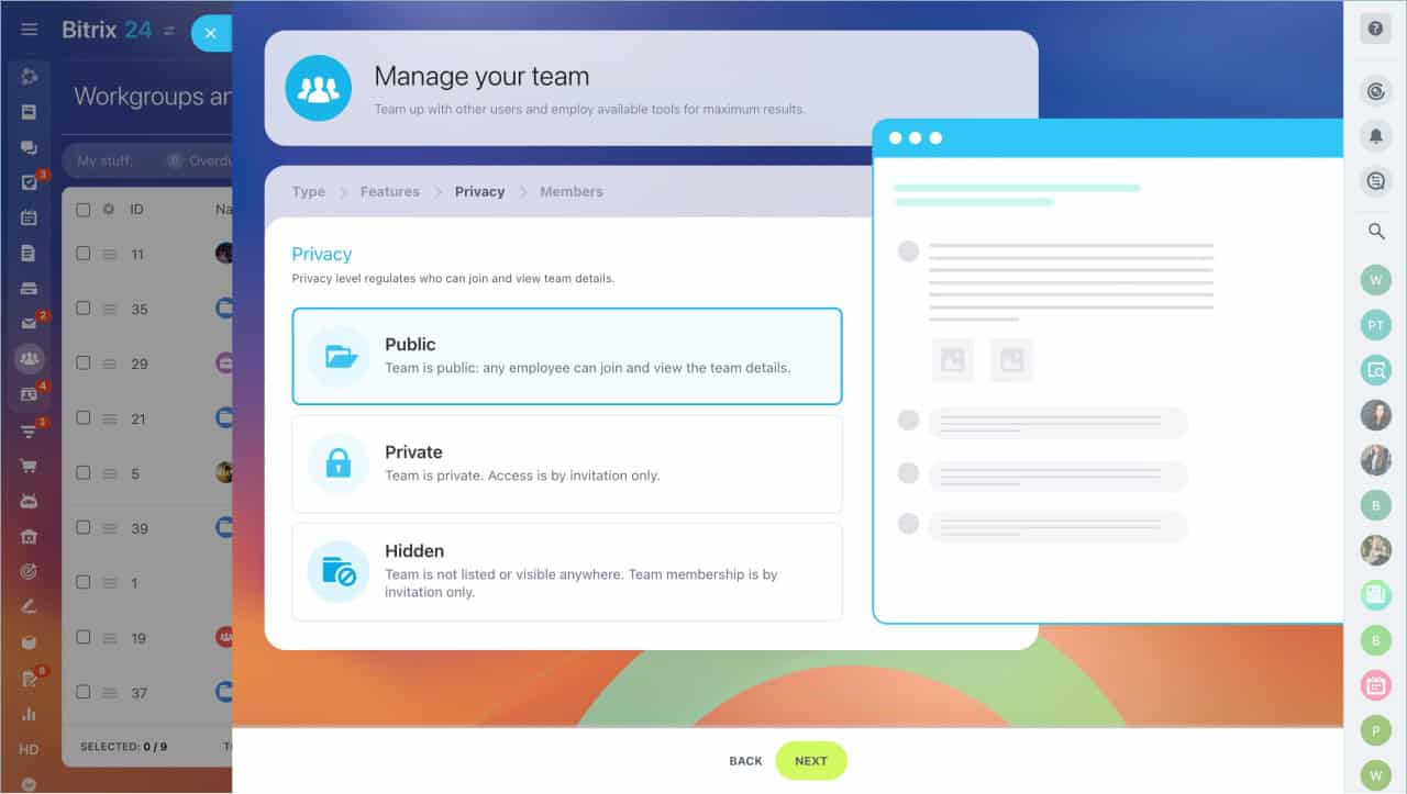 Bitrix24 manage team