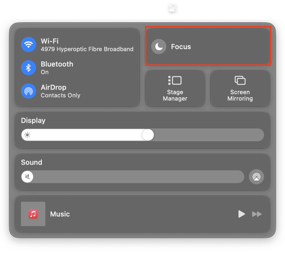Control Center on Mac