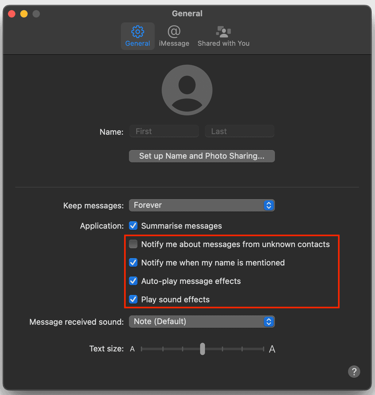 Manage Notifications in Messages
