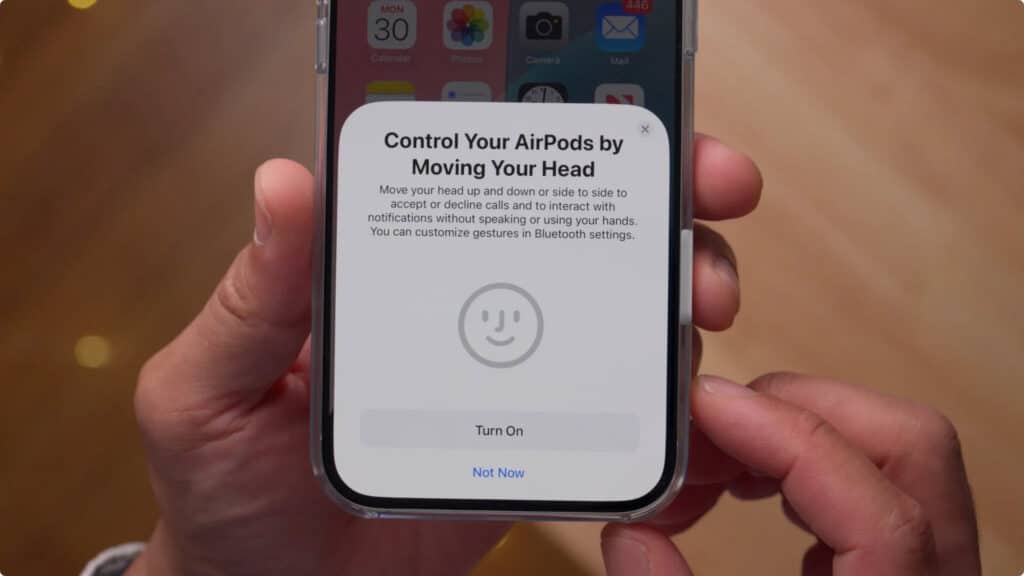 AirPod head control prompt