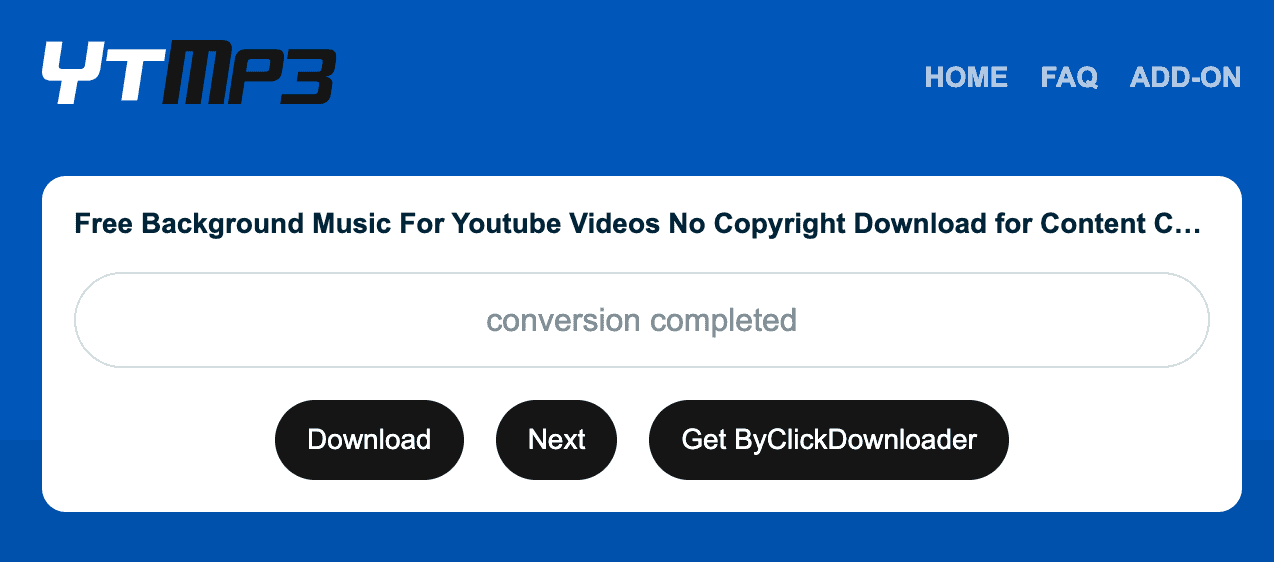 screenshot showing ytmp3 conversion