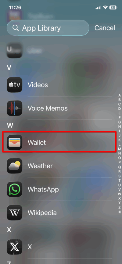 Apple Pay iPhone iOS 26 Wallet app list