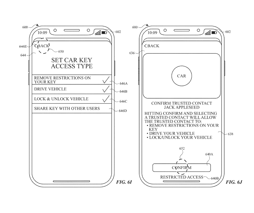 patent image with mobile key user interface