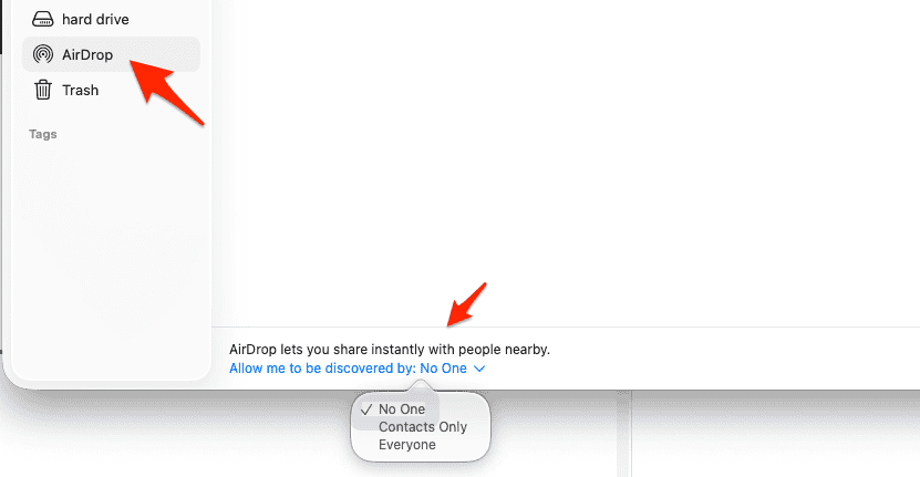 airdrop settings on Mac