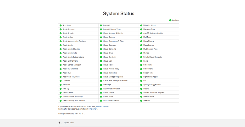 apple sytem status