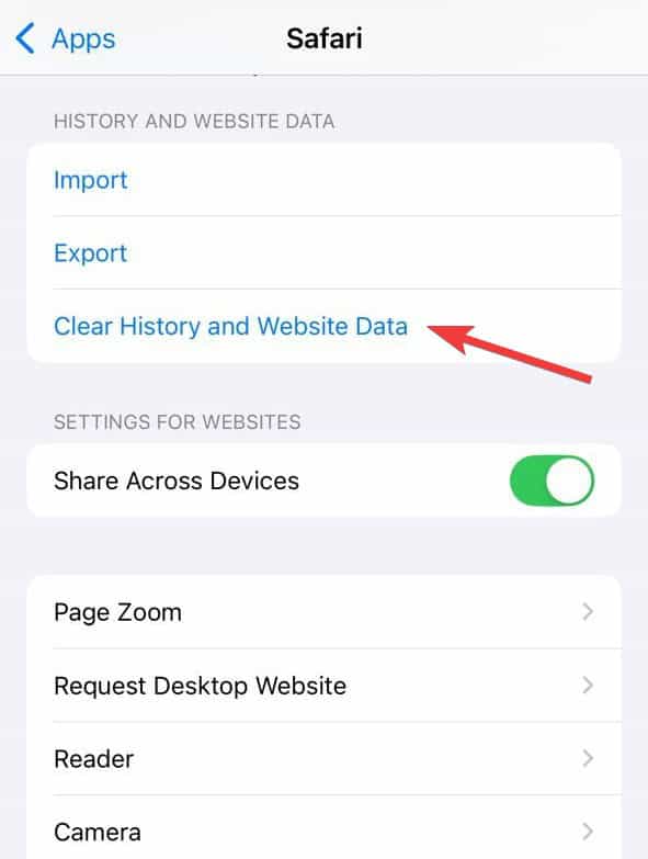 clear safari cache on iPhone