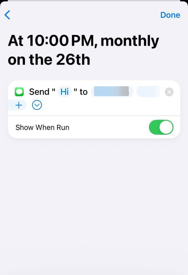 scheduled text and show when run