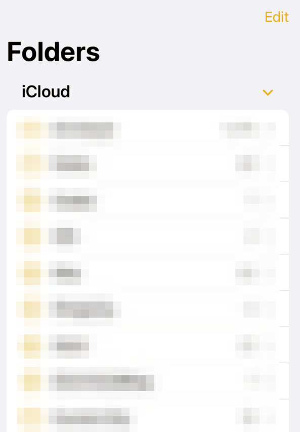 folders in notes