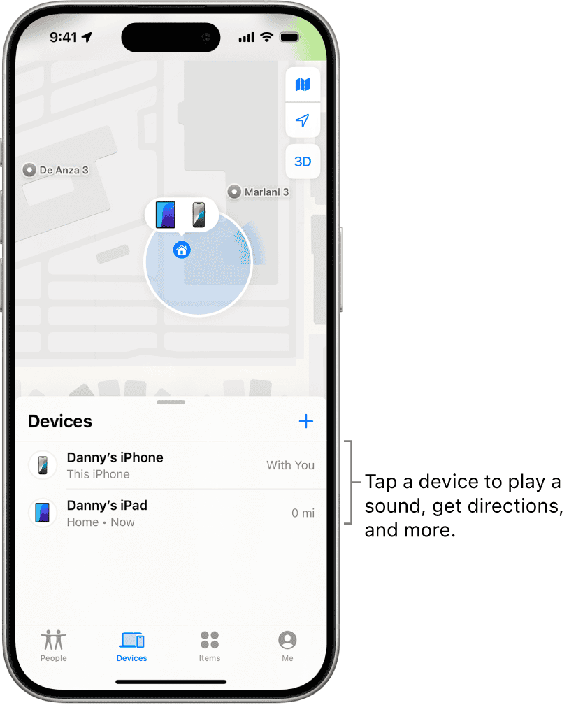 find my devices on iPhone